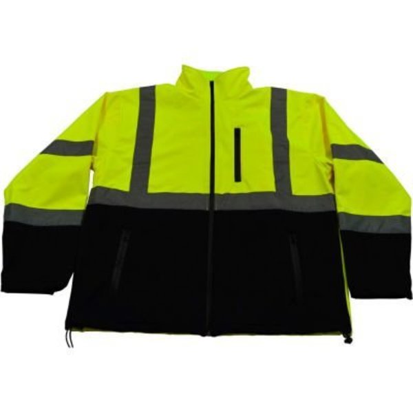 Petra Roc Inc Petra Roc Two Tone Water Resistant Soft Shell Jacket, ANSI Class 3, Lime/Blk, M, LBSFJ1-C3-M LBSFJ1-C3-M